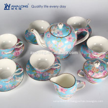 15pcs Blue Flower Painting Classic Coffee and Tea Set, Fine Ceramic Coffee Set fabriqués en Chine